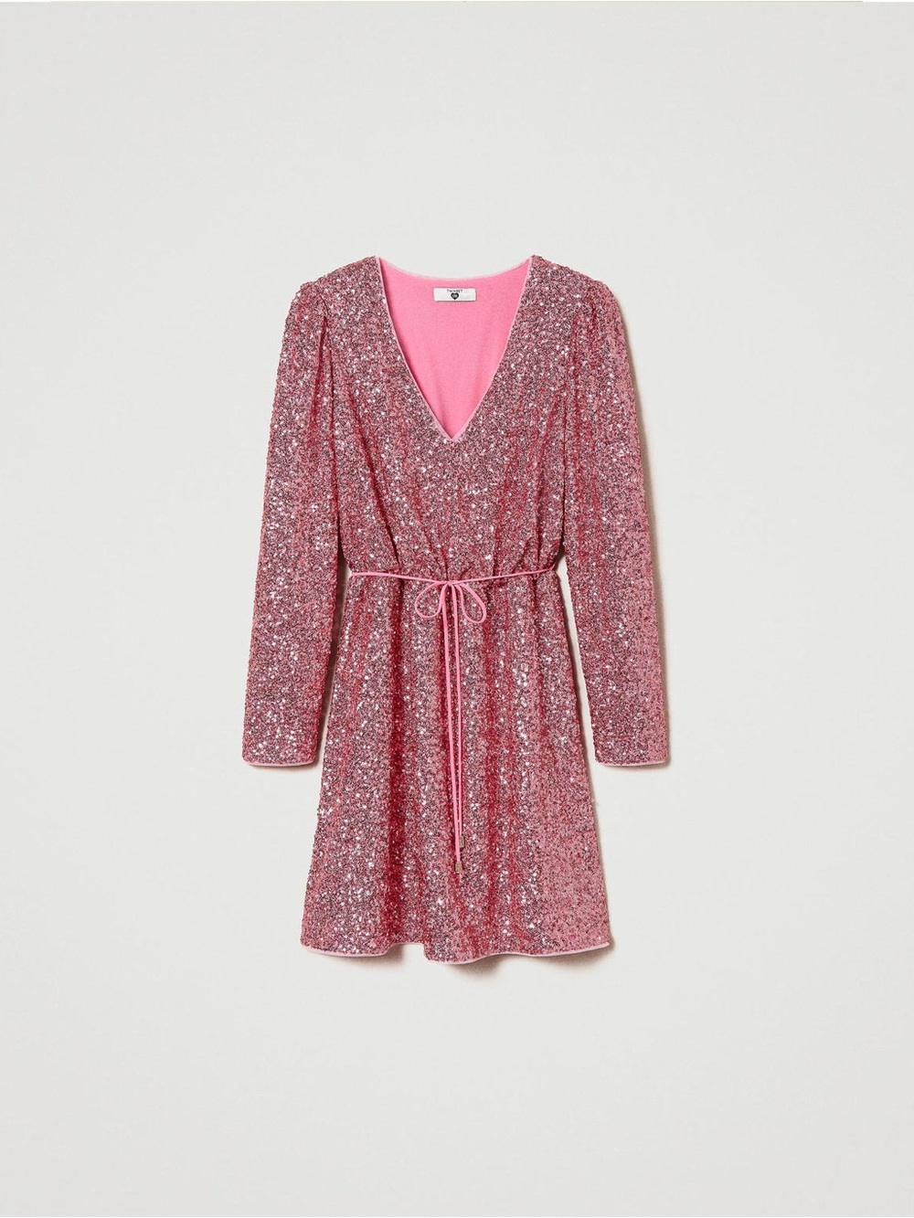 Twinset Milano 🌸Pink Sequin Long Sleeve Mini Dress - Picture 5 of 11